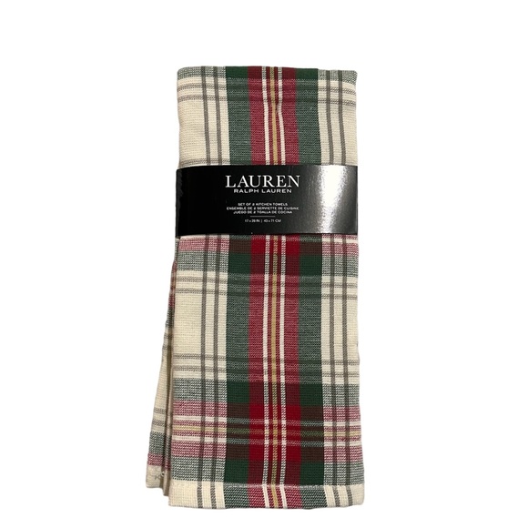 Lauren Ralph Lauren Tartan Plaid kitchen towel set of 2 with mini oven … - Picture 1 of 6